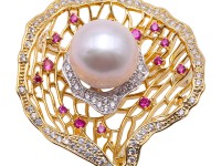 Lustrous 14.5mm White Round Edison Pearl Brooch/Pendant