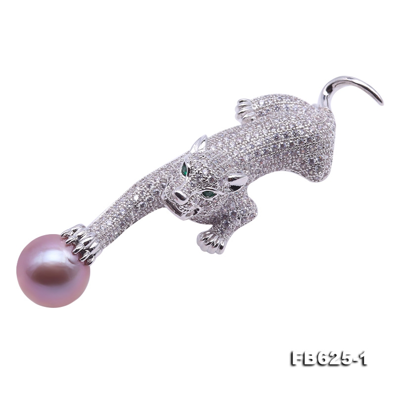 Wonderful Leopard-shape 13.5mm Lavender Pearl Brooch