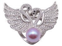Exquisite Swan-shape 10.5mm Lavender Freshwater Pearl Brooch