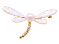 Elegant Dragonfly-shape 10.5mm Freshwater Pearl Brooch
