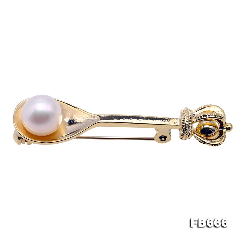 Lustrous 10mm White Pearl Brooch/Pendant