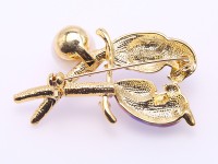 Exquisite 13mm Colorful Lovebirds Pearl Brooch