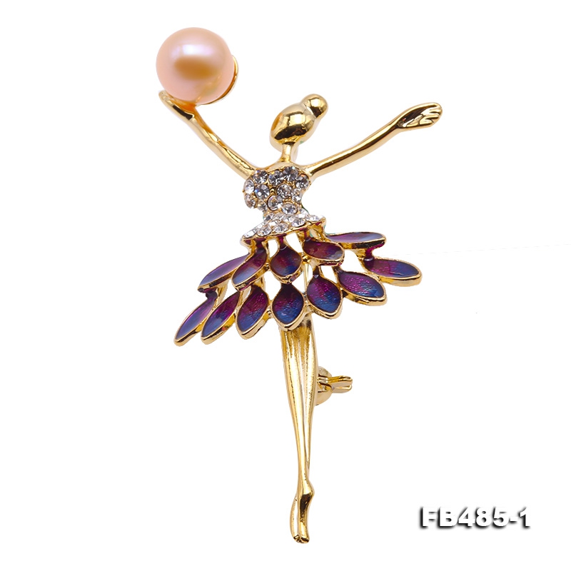 High Quality Ballet Dancer 9.5mm Pink Pearl Brooch