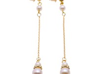 Delicate 7mm White Freshwater Pearl Dangling Earrings