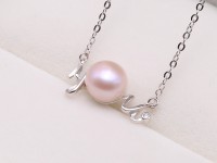 You-shaped 7mm Lavender Pearl Pendant with a Sterling Silver Chain
