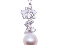 Exquisite 8.5x10mm White Freshwater Pearl Pendant in Sterling Silver
