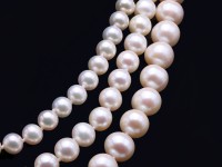 High Quality 6-10mm Three-Strand White Round Pearl Necklace