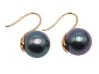 Gorgeous 9mm Peacock Tahitian Pearl Earring with 14k Gold