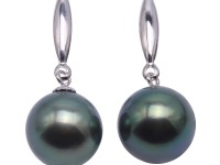 Gorgeous 10.5-11mm Peacock Tahitian Pearl Earring with 14k Gold