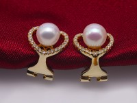 Boutique 8mm White Freshwater Pearl Ear Clip Women 925 Sterling Silver Earrings