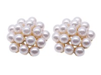Fashion 3-3.5mm White Round Women Seashell Pearl Ball Stud Earrings