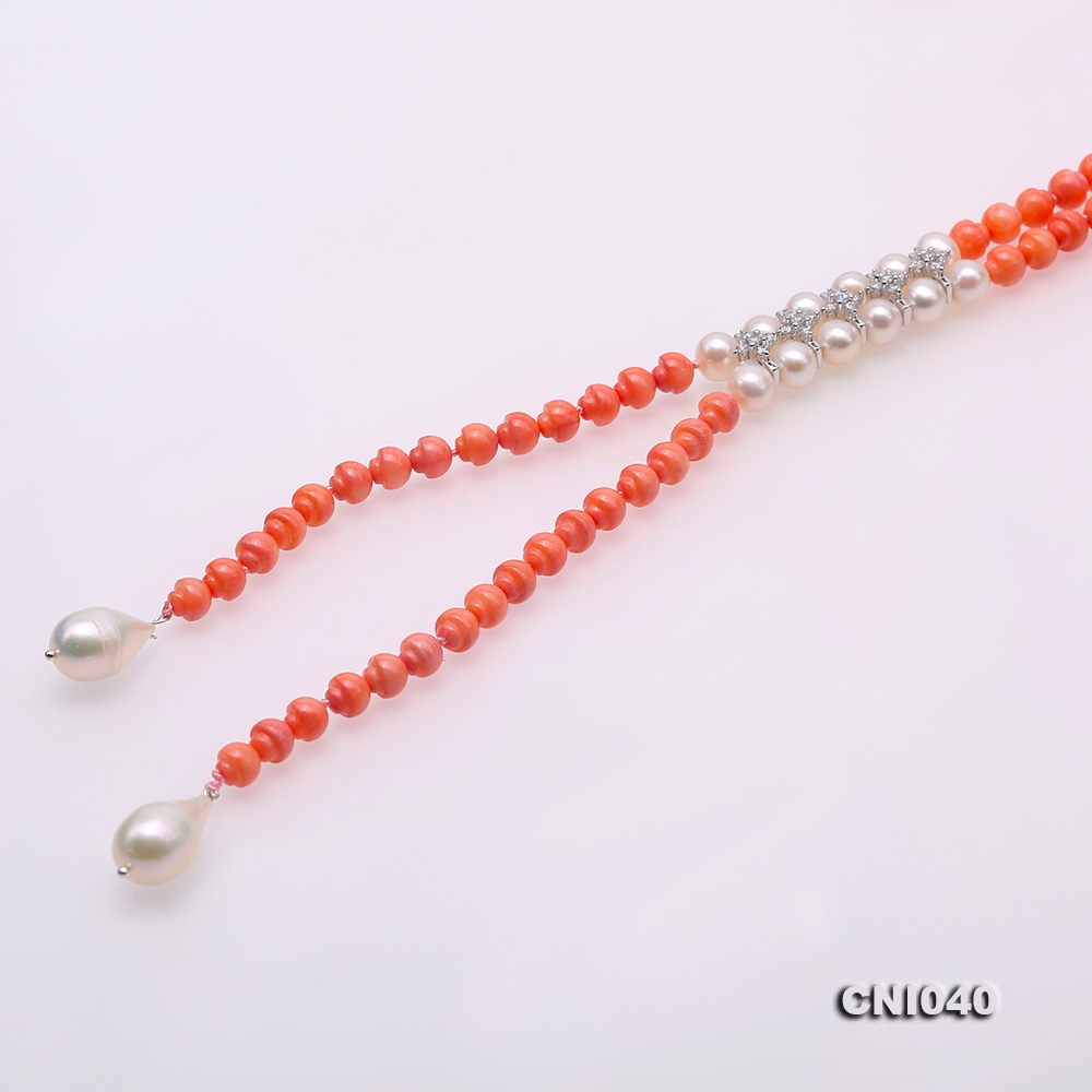 Elegant 6mm Single Strand Small Coral Beads Necklace