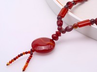 Fashion 8mm Round Women Red Agate Pendant Necklace