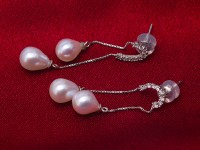 Graceful 925 Sterling Silver Dangle Earrings 7.5mm White Waterdrop Freshwater Pearl Earrings