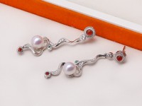 Graceful 7-7.5mm 925 Sterling Silver Drop Earrings Freshwater Pearl Earrings