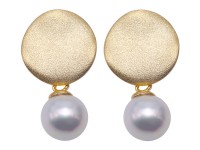 Lustrous 7-7.5mm White Near Round Pearl Earrings in Sterling Silver