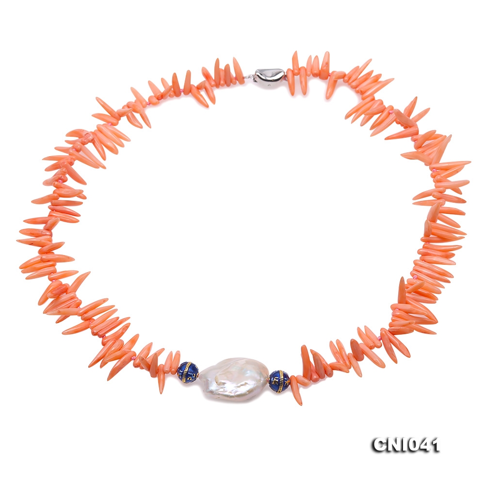 Special 3×12-2.5×18mm Orange Coral Sticks Necklace
